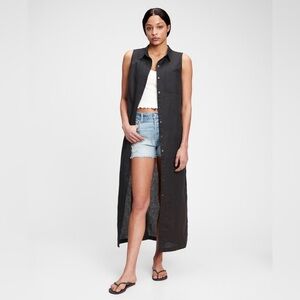 NWT! GAP Black Linen Maxi Shirtdress - Size Small Petite 💛